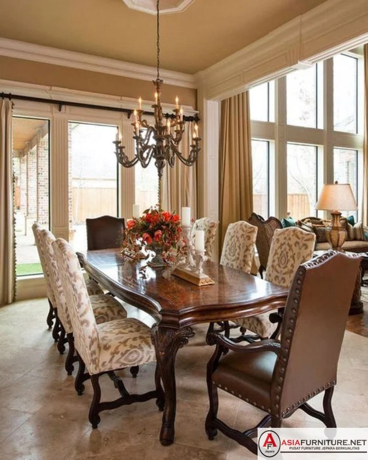 Set Meja Makan Mewah Jati Modern
