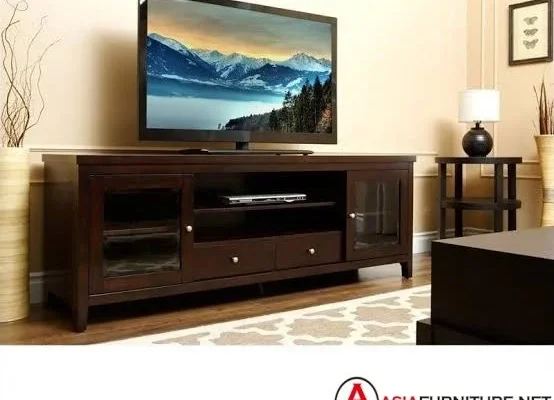 Meja TV Jati Pintu Kaca