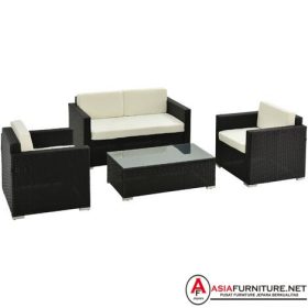 Set Kursi Hitam Rotan Sintetis