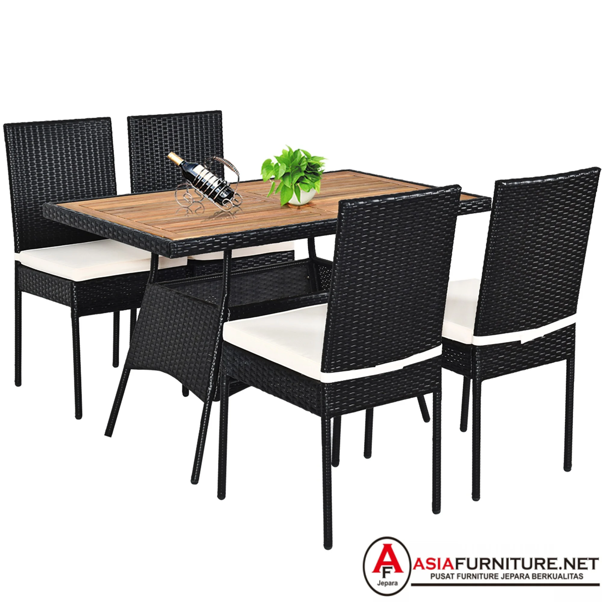 Set Kursi Makan Hitam Ramping